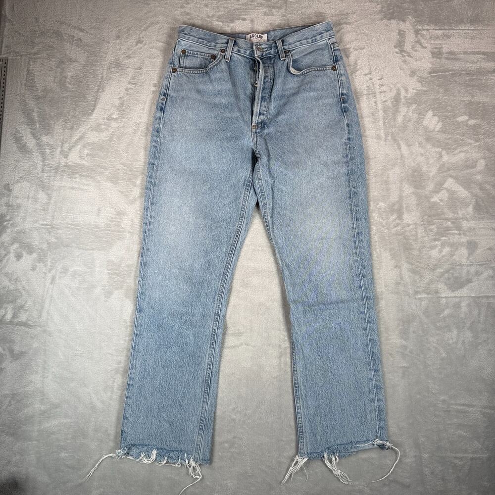 Agolde Jeans Riley Crop womens 28 High Rise Straight Light Wash Denim